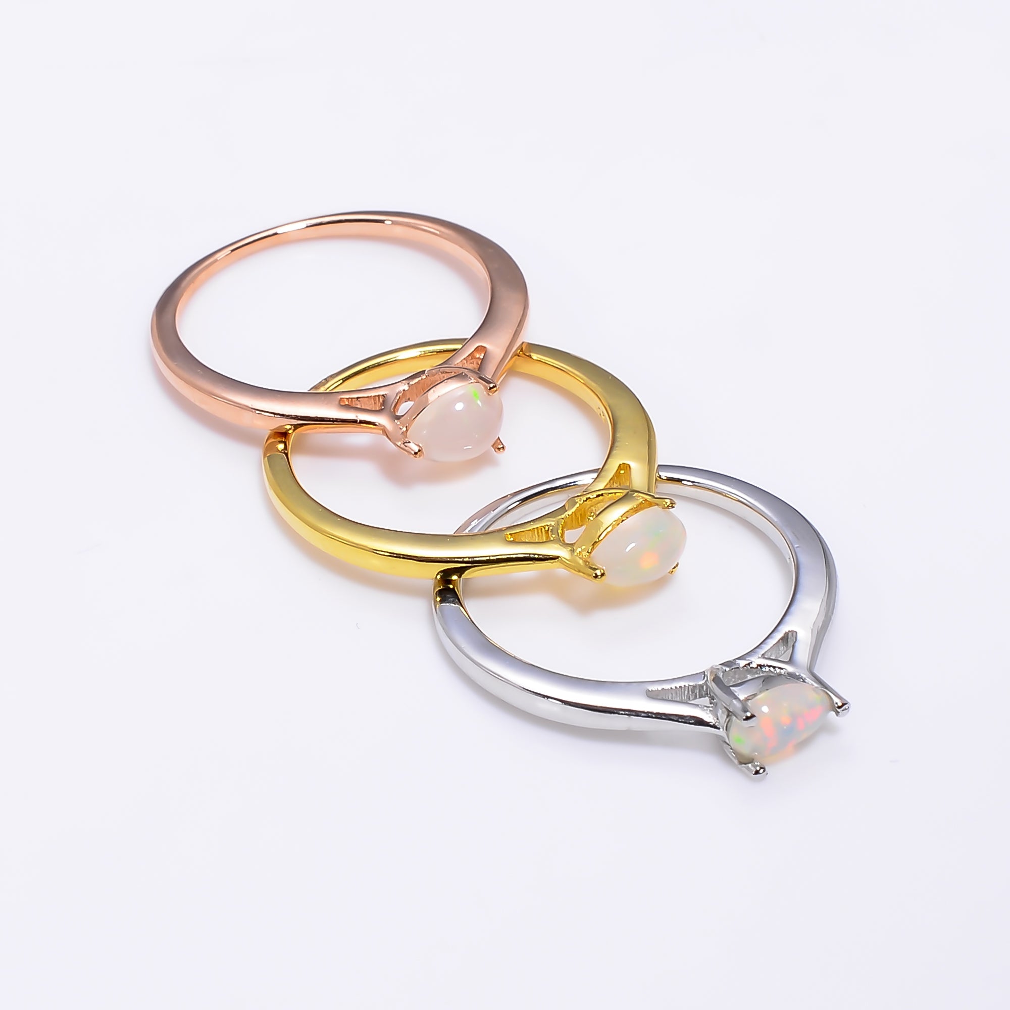 Ethiopian opal ring in 925 silver with a 6x4mm opal stone, designed for women by Himalya Quartz.