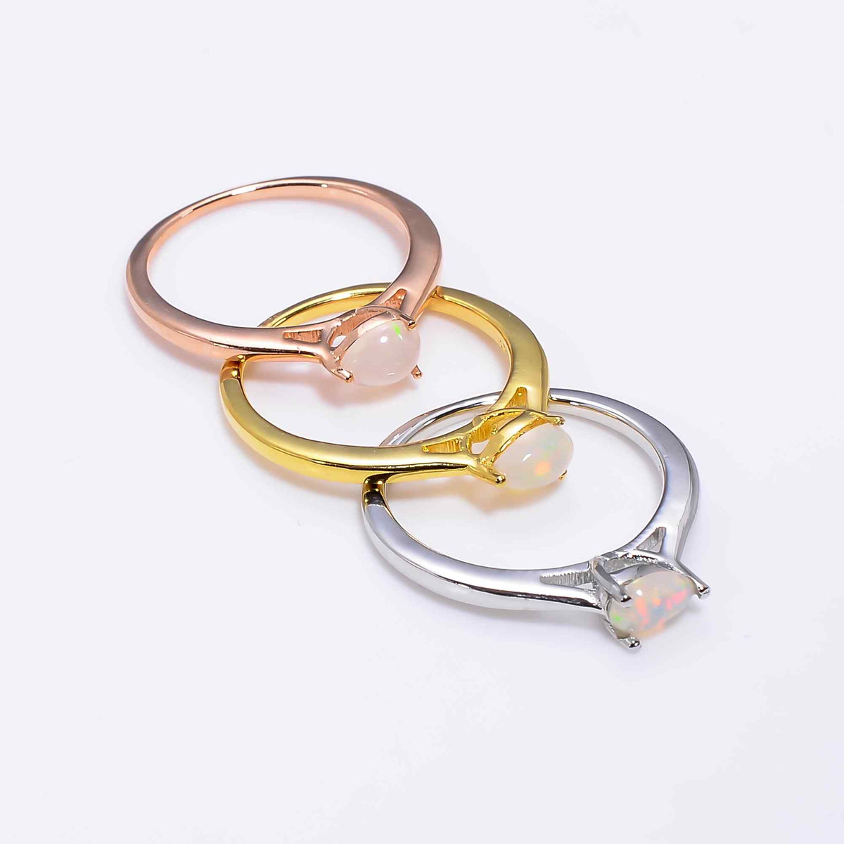 Ethiopian Opal Ringin 925 silver with a 6x4mm opal stone, designed for women by Himalya Quartz.