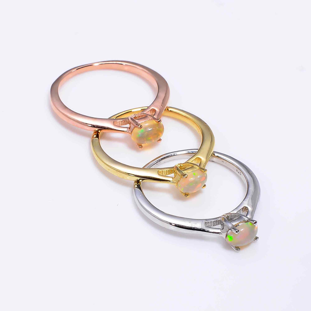 Natural October Birthstone Ethiopian Opal Ringfor women Fire Opal 925 Sterling Silver Wedding Engagement Ring