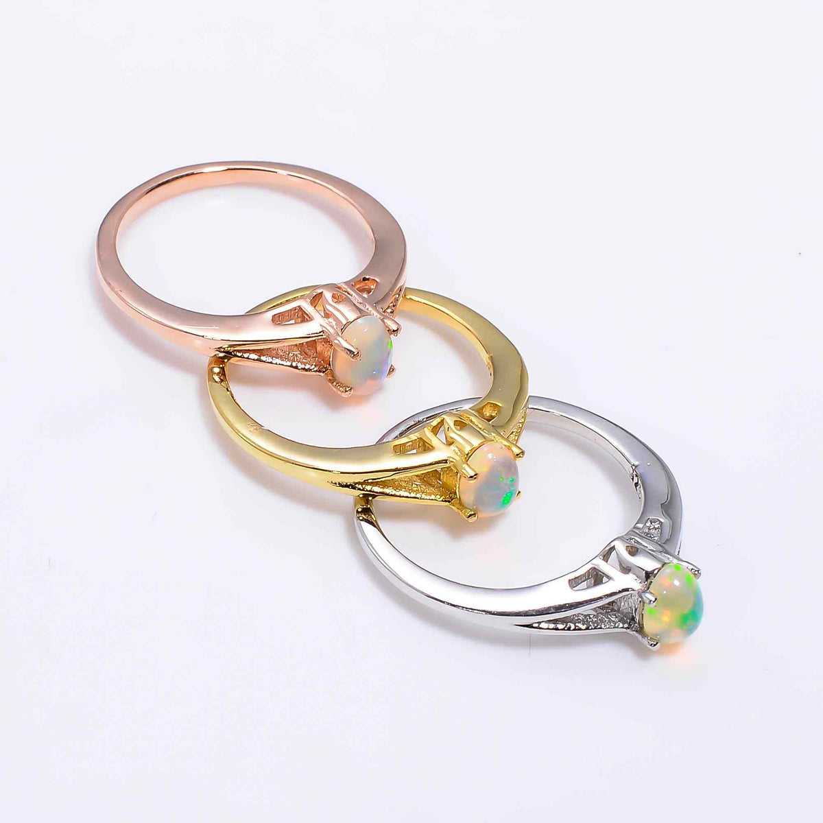 Minimal Ethiopian Opal Ringin 925 Sterling Silver, 4x6mm Oval Fire Opal Jewelry for Women