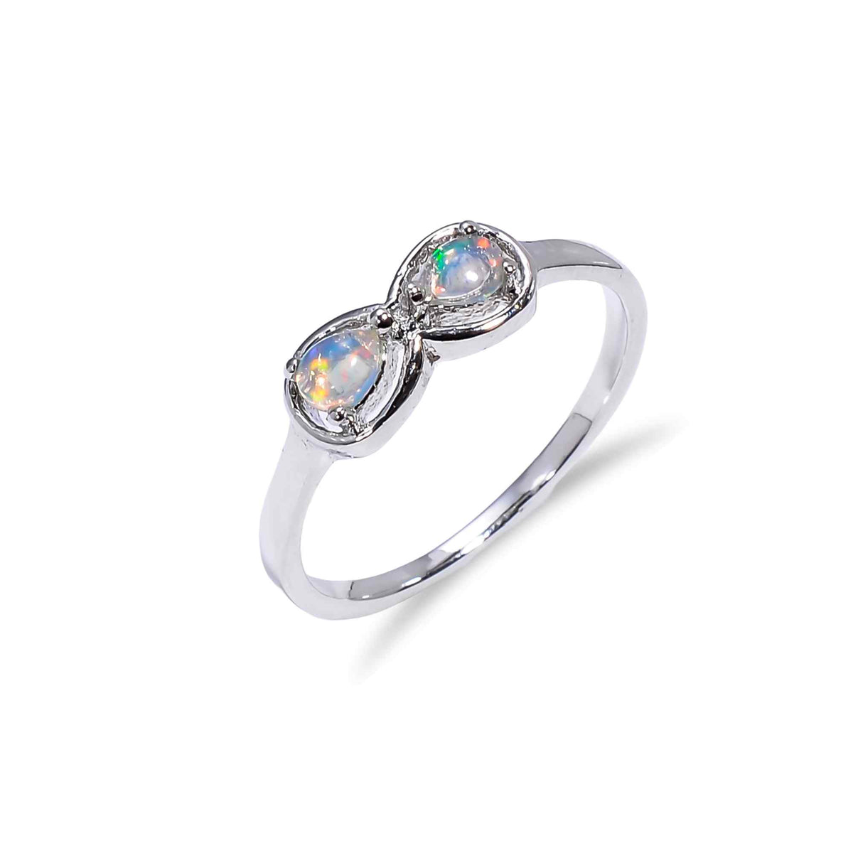 Natural Ethiopian Opal pear-shaped ring in 925 sterling silver, featuring a 3x4mm opal for women.