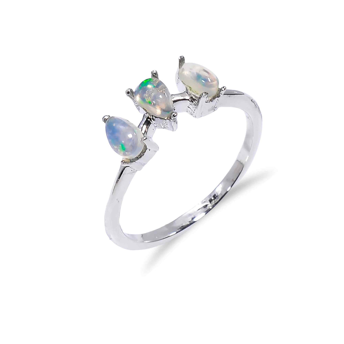Ethiopian Opal Ringin 925 sterling silver with a 3x5mm opal, featuring a sleek design, ideal as a gift for women.