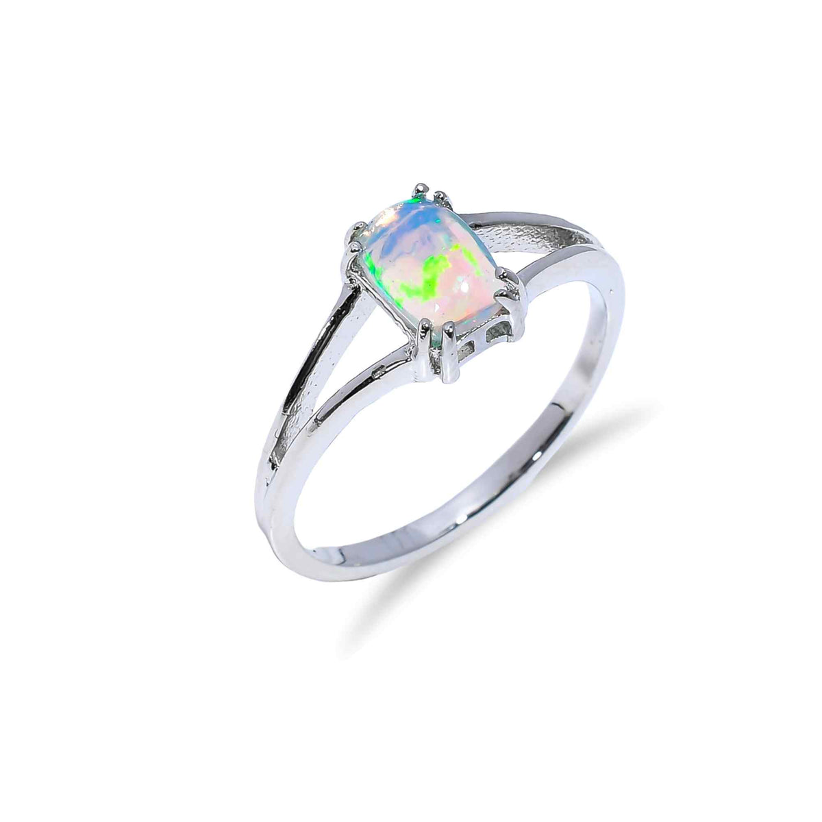 Oval Ethiopian Opal Ringin 925 sterling silver featuring a 7x5mm fire opal, handmade for women with a sleek, elegant design.