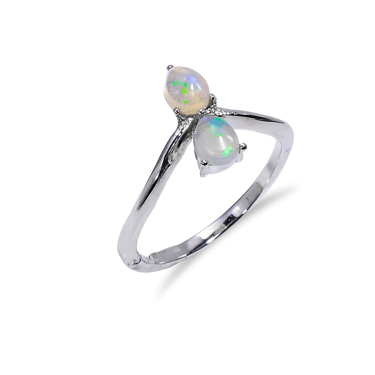 Ethiopian Opal Ringin 925 sterling silver featuring a 3x5mm natural opal, elegant women's opal jewelry by Himalya Quartz