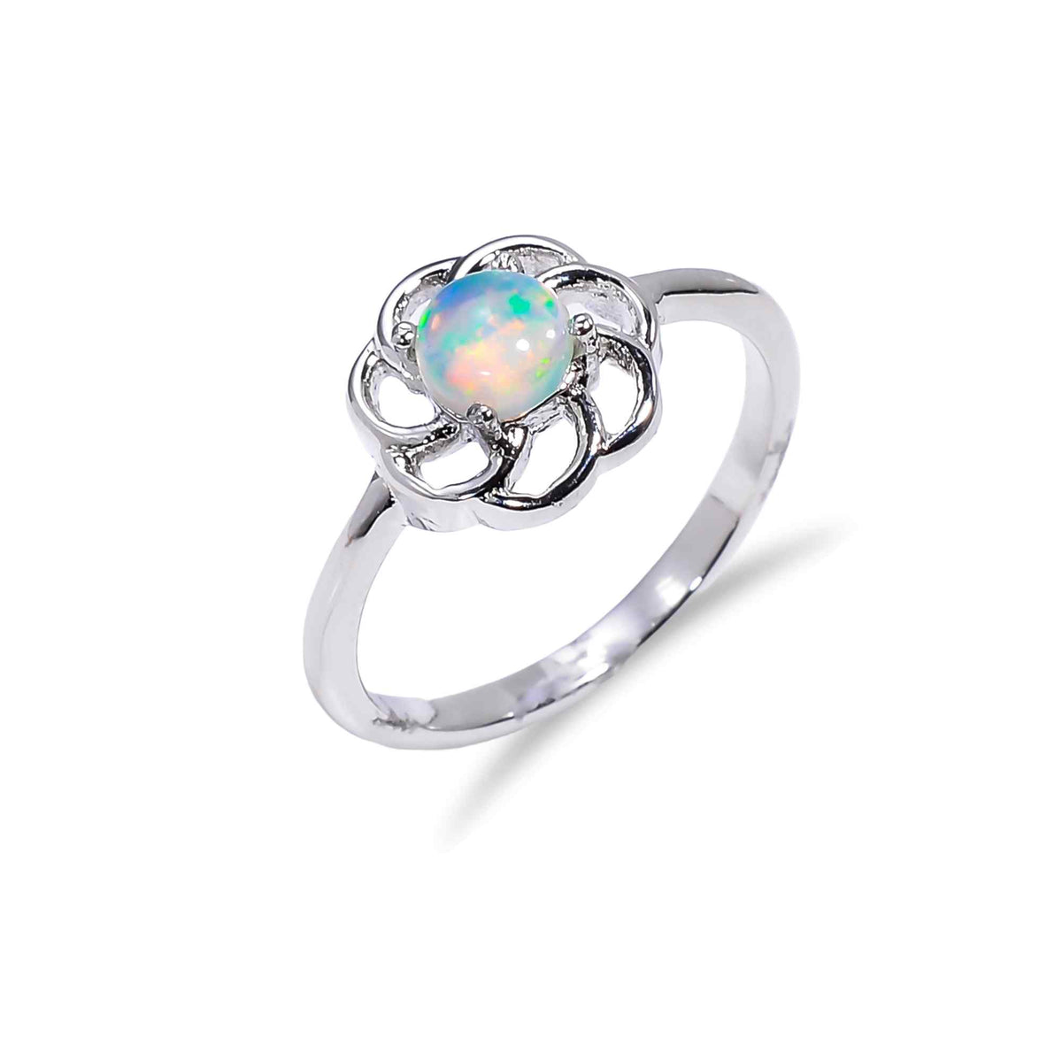 Ethiopian opal stud earrings in 925 sterling silver featuring round opal gemstones, elegant jewelry for women.
