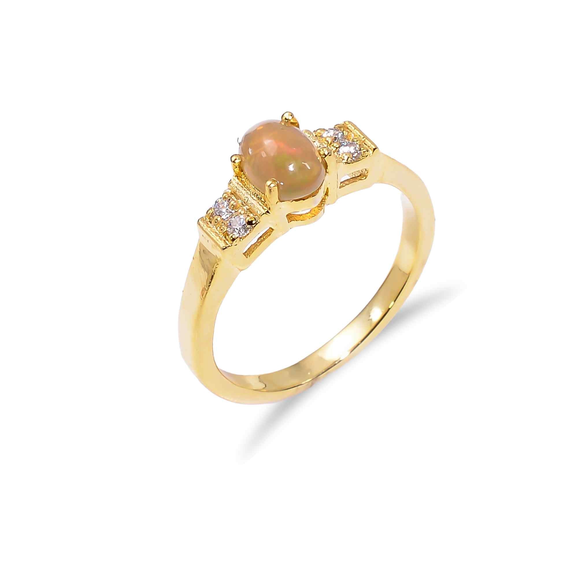 Elegant Ethiopian Opal Ringfeaturing a 7x5mm oval gemstone in 925 silver, handmade jewelry for everyday wear by Himalya Quartz.