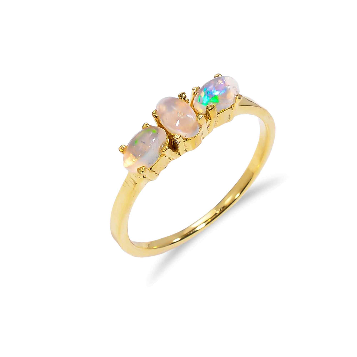 Oval Opal Ringin 925 sterling silver with 3x5mm opal gemstone, handmade jewelry for women by Himalya Quartz