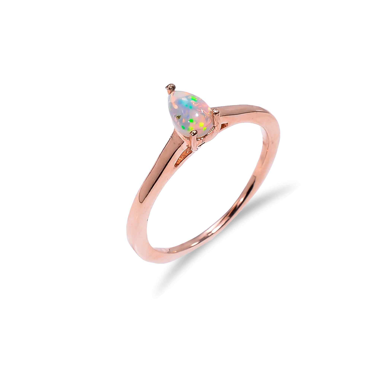Ethiopian Opal Ringin 925 sterling silver with a 6x4mm natural fire opal, handmade jewelry for women by Himalya Quartz