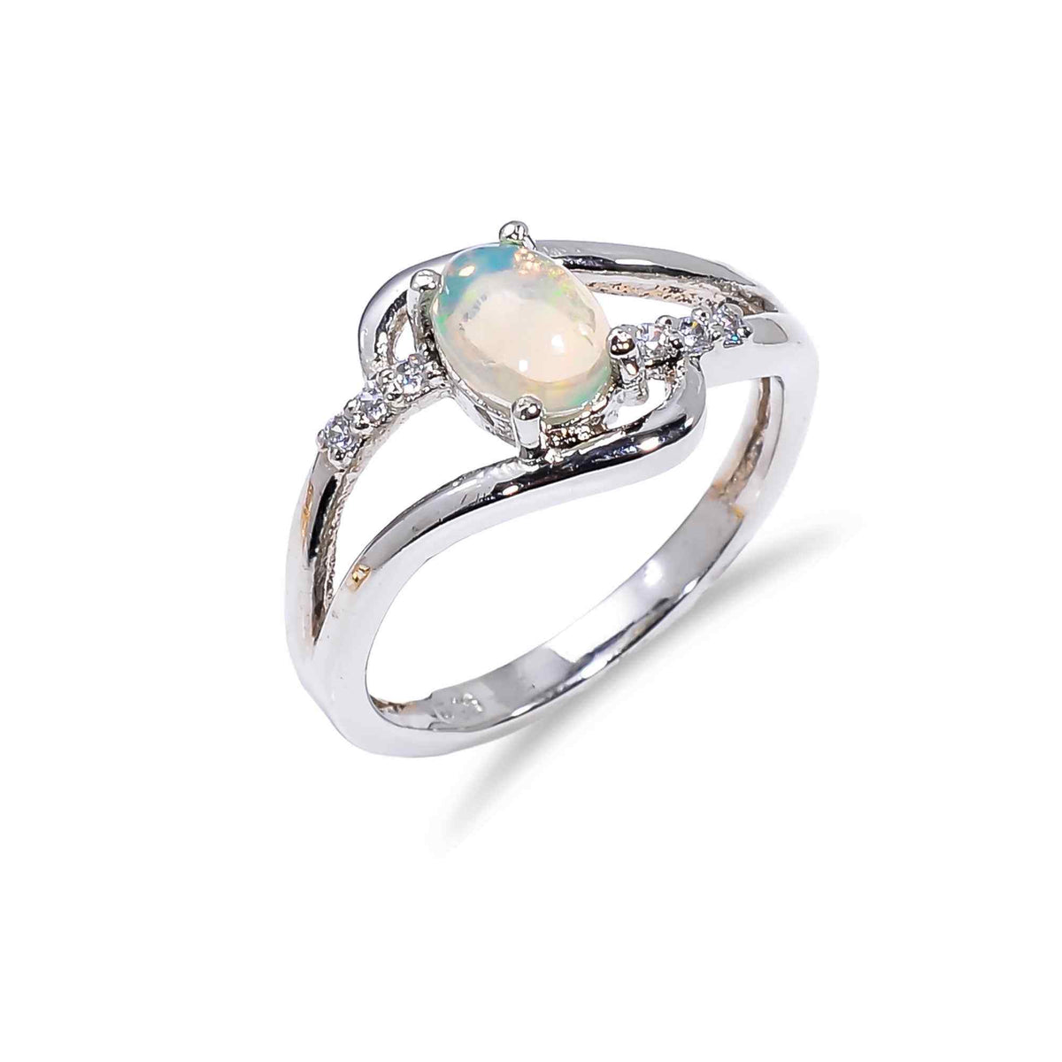 Ethiopian Opal Ring7x5mm Oval 925 Sterling Silver Birthstone Jewelry for Women