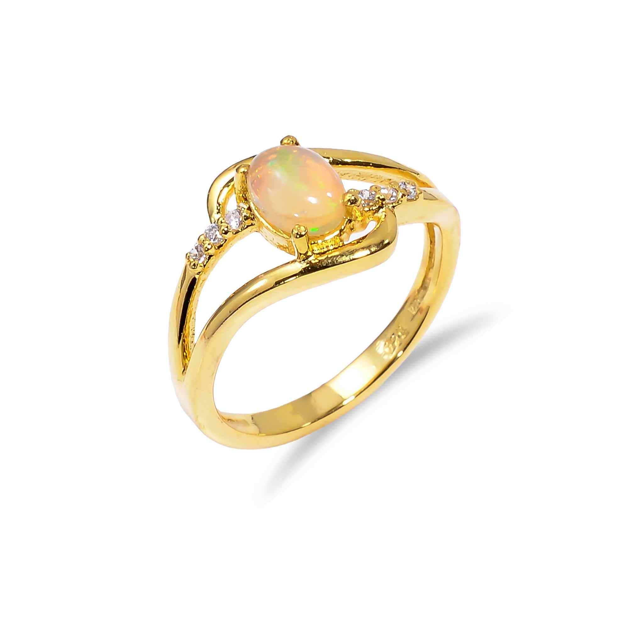 Ethiopian Opal Ring7x5mm Oval 925 Sterling Silver Birthstone Jewelry for Women