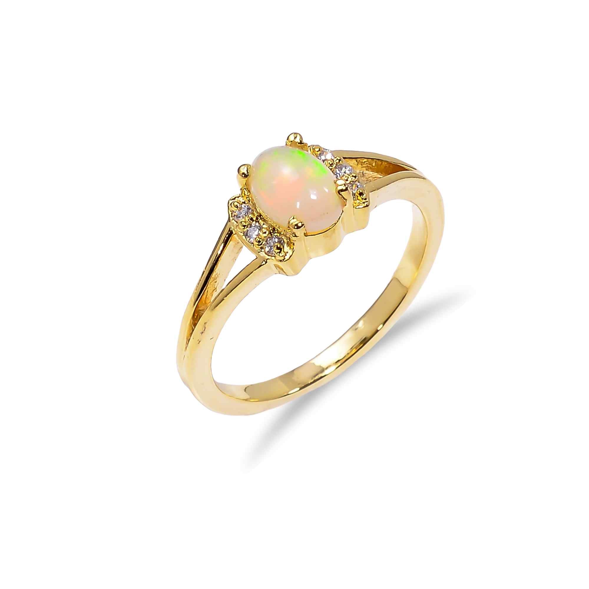 Ethiopian Opal Ringwith 7x5mm oval gemstone set in sterling silver, handmade minimalist design for women.