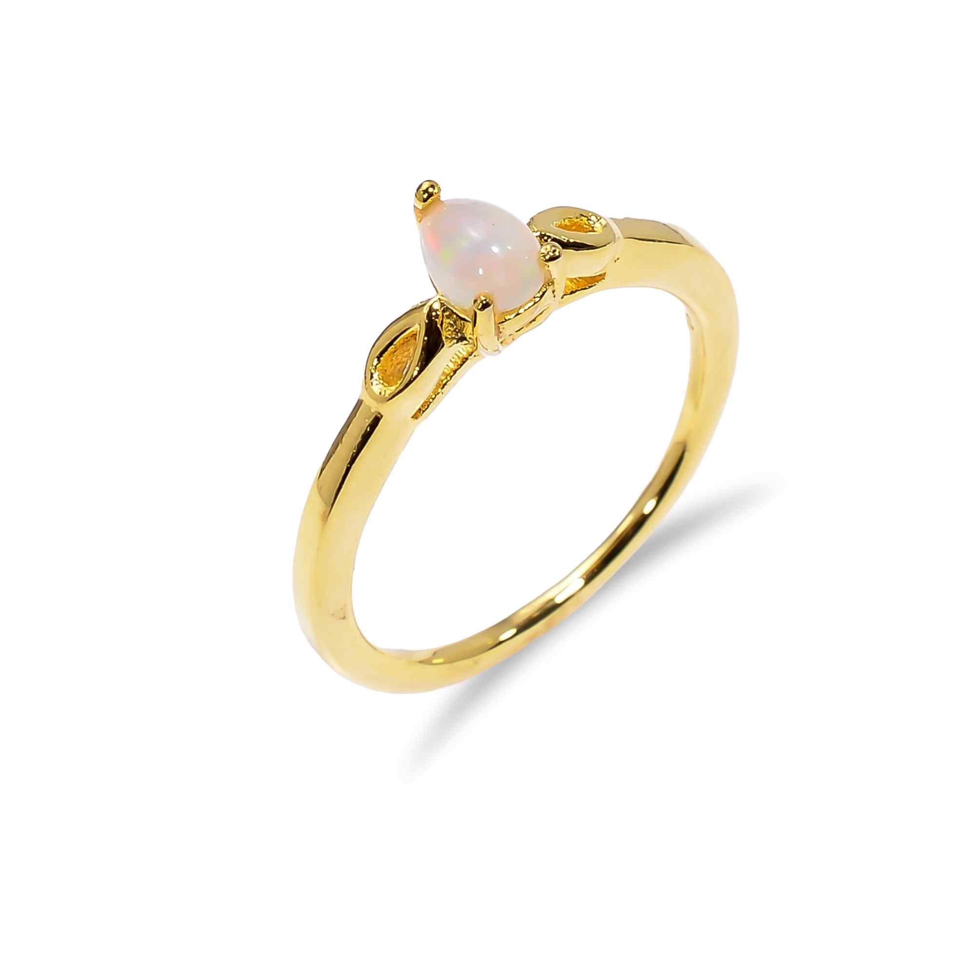 Elegant Ethiopian Opal Ringwith 4x6mm fire opal set in sterling silver, featuring a polished band for women.