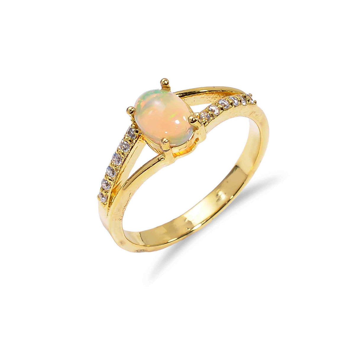 Vintage Ethiopian Opal Ringin 925 Sterling Silver, 7x5mm Oval Fire Opal Jewelry for Women