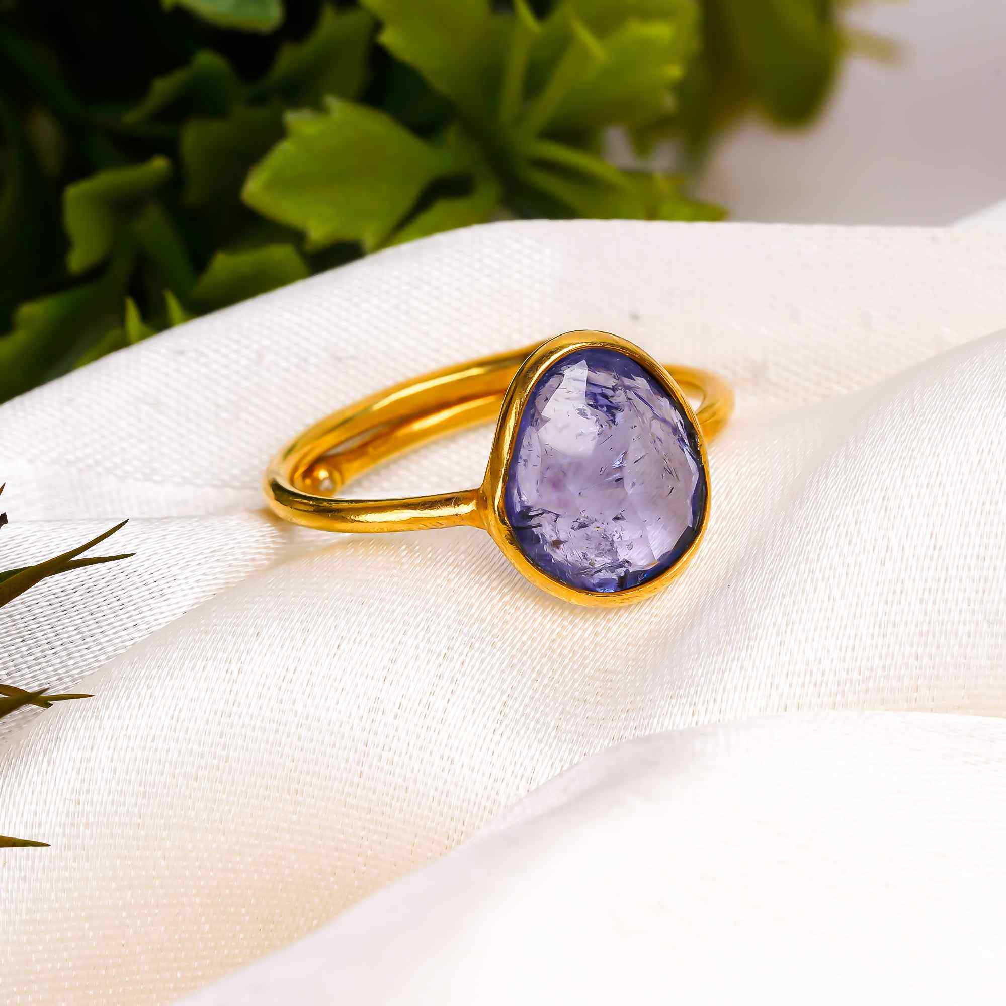 Tanzanite Ring Yellow Gold Plated 925 Sterling Silver Gemstone Ring December