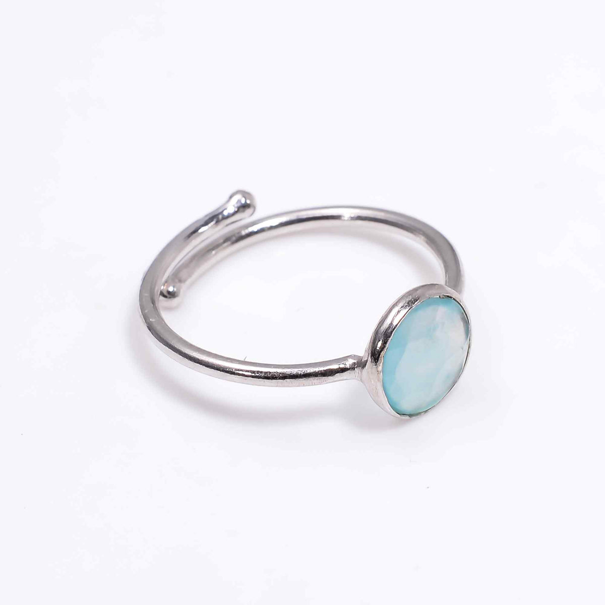 Aquaprase Ring 925 Sterling Silver Natural Aquaprase Ring Handmade Blue Chalcedony Jewelry Gift for Her