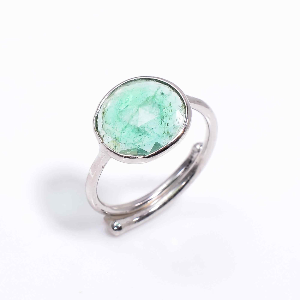 Natural Emerald Green Gemstone Ring in 925 Sterling Silver | Handmade May Birthstone Jewelry