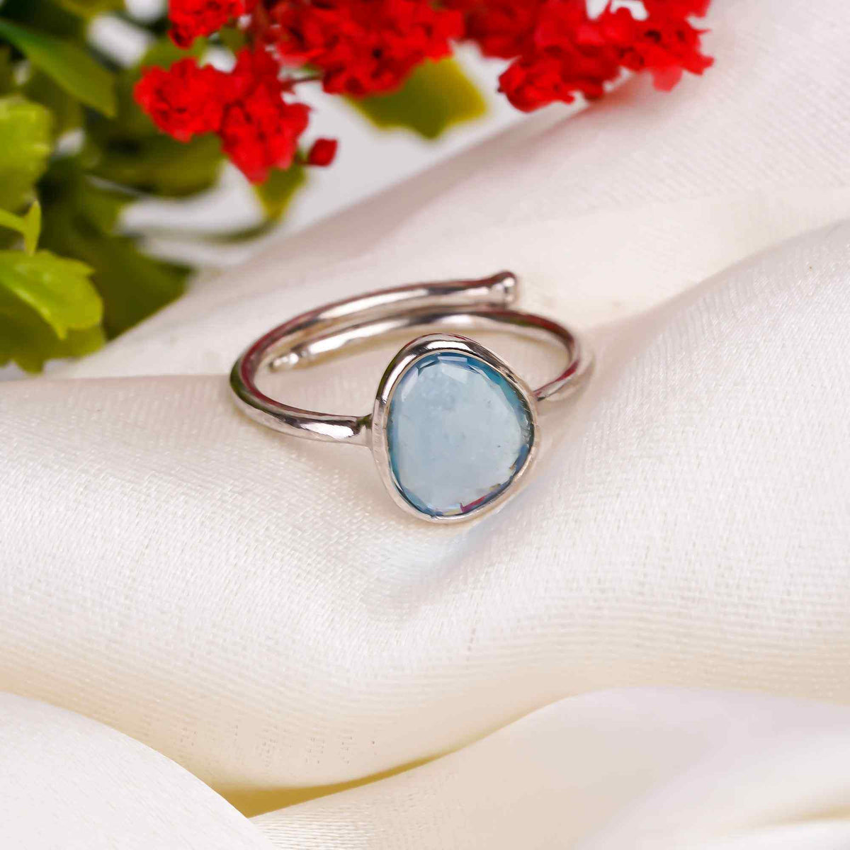 Aquamarine Ring 925 Sterling Silver Natural Aquamarine Ring Handmade March Birthstone Jewelry Gift