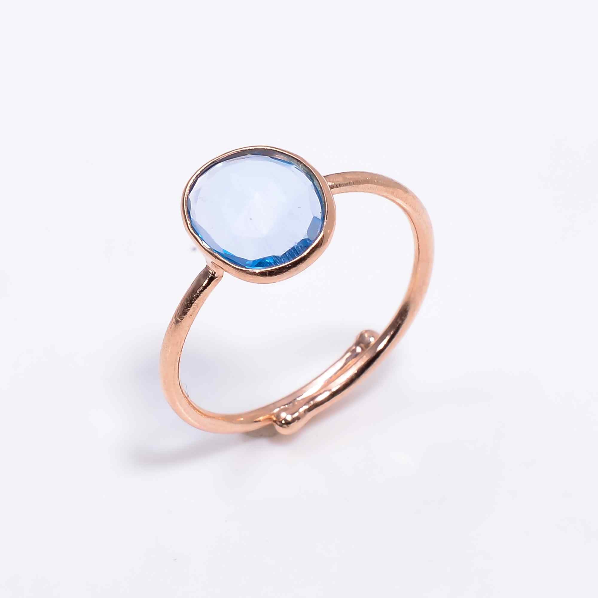 Swiss Blue Topaz Ring Rose Gold Plated 925 Sterling Silver Natural Topaz Ring December Birthstone Jewelry