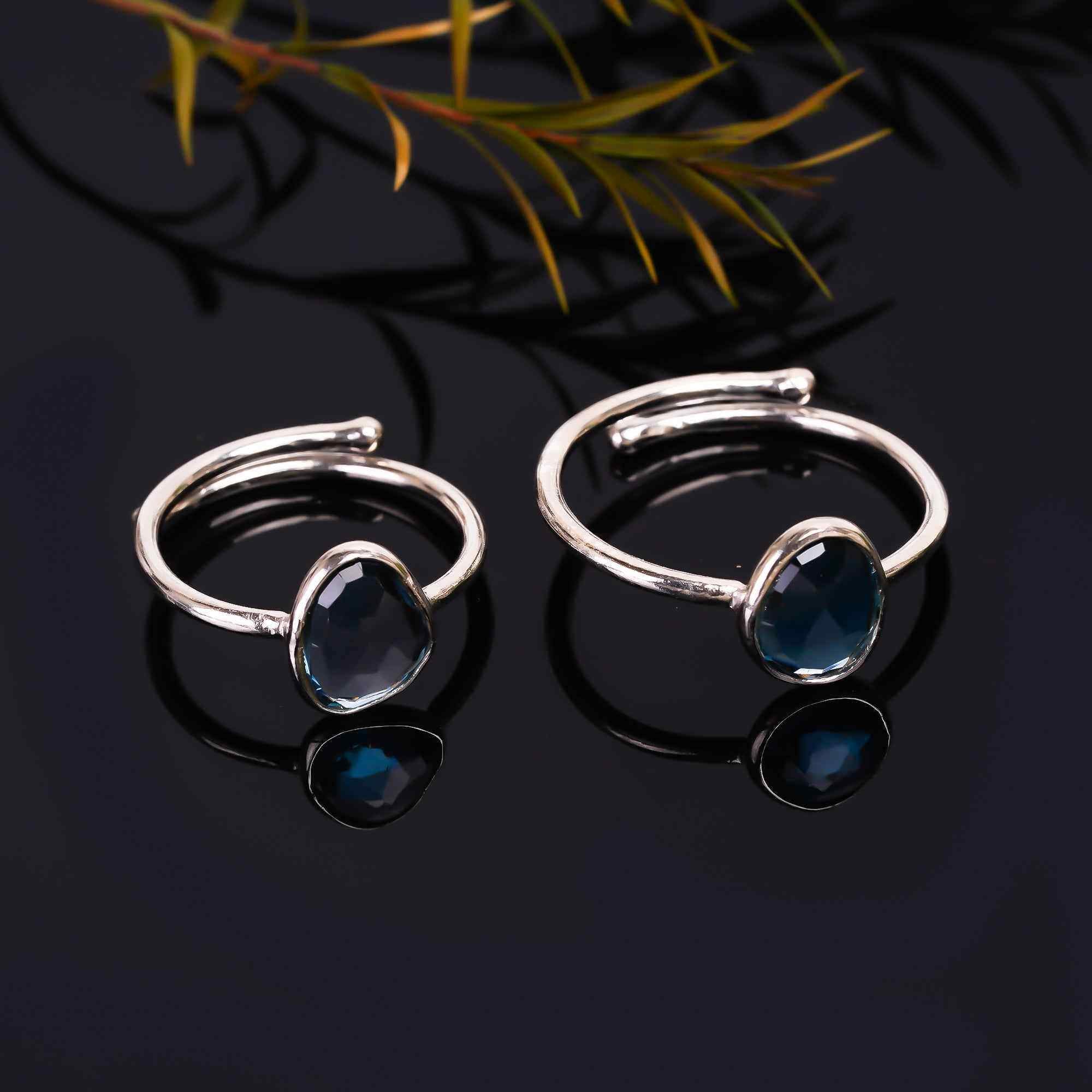 London Blue Topaz Ring 925 Sterling Silver Natural Blue Topaz Ring Handmade December Birthstone Jewelry