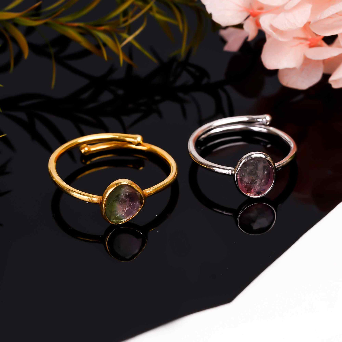 Bi Color Tourmaline Ring 925 Sterling Silver Natural Tourmaline Ring Handmade Green Gemstone Jewelry Gift