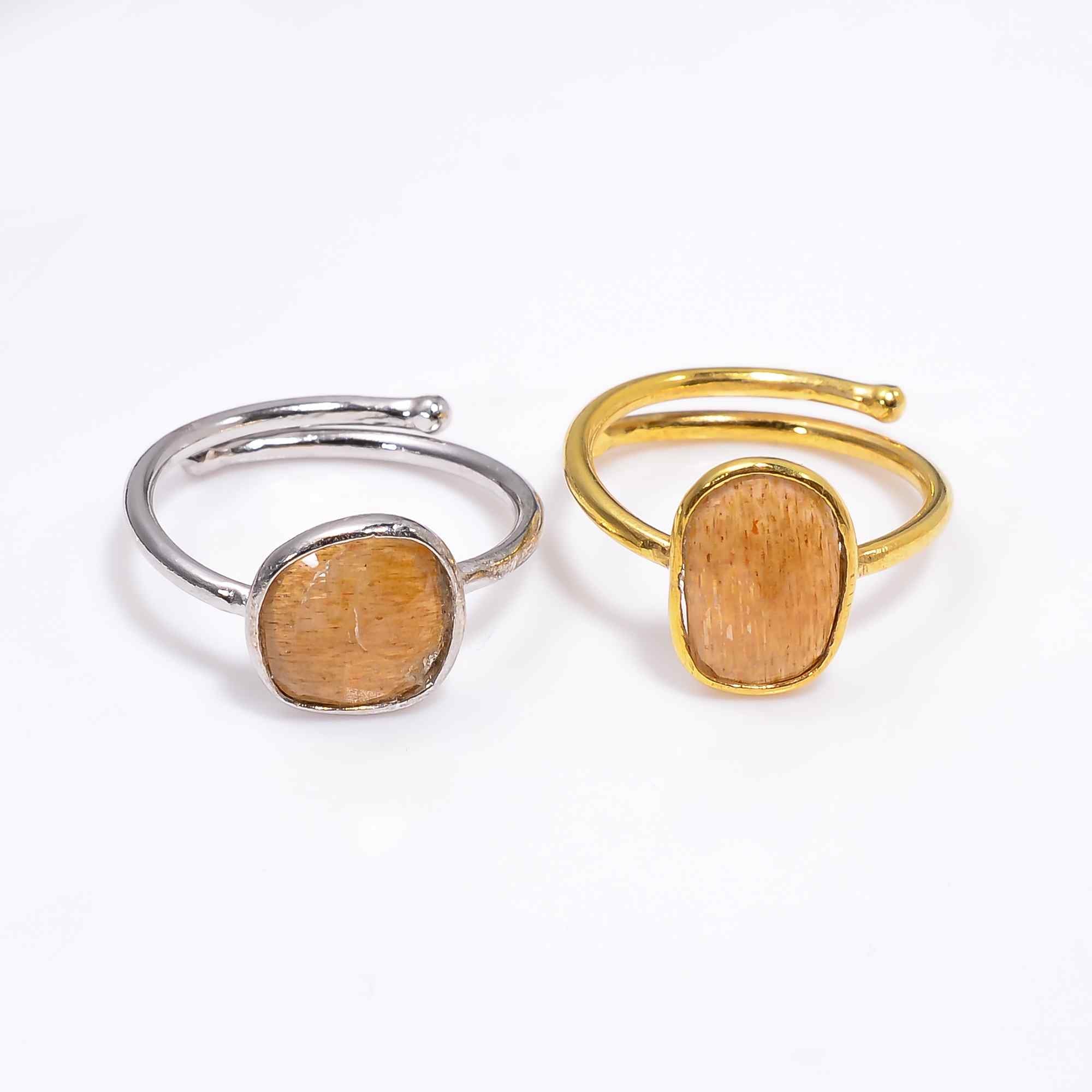 Golden Feldspar Ring 925 Sterling Silver Natural Feldspar Ring Handmade Gift