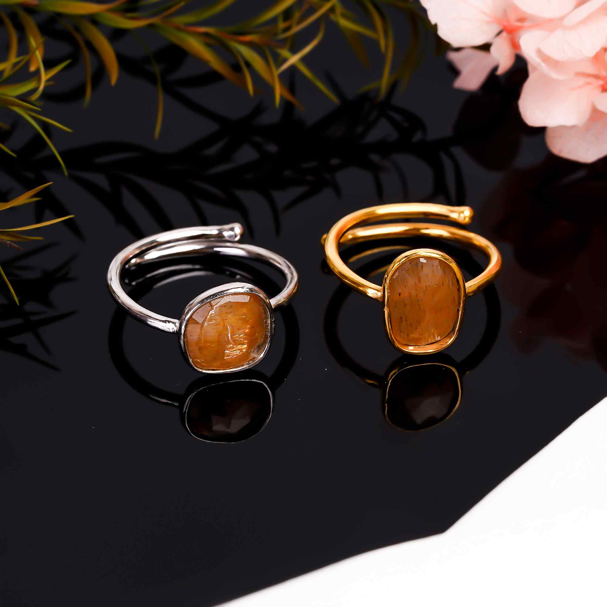 Golden Feldspar Ring 925 Sterling Silver Natural Feldspar Ring Handmade Gift