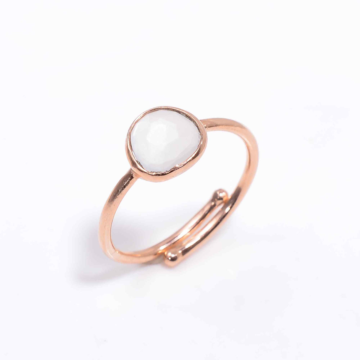 White Moonstone Ring Rose Gold Plated 925 Sterling Silver Natural Moonstone Ring Handmade June Birthstone Jewelry