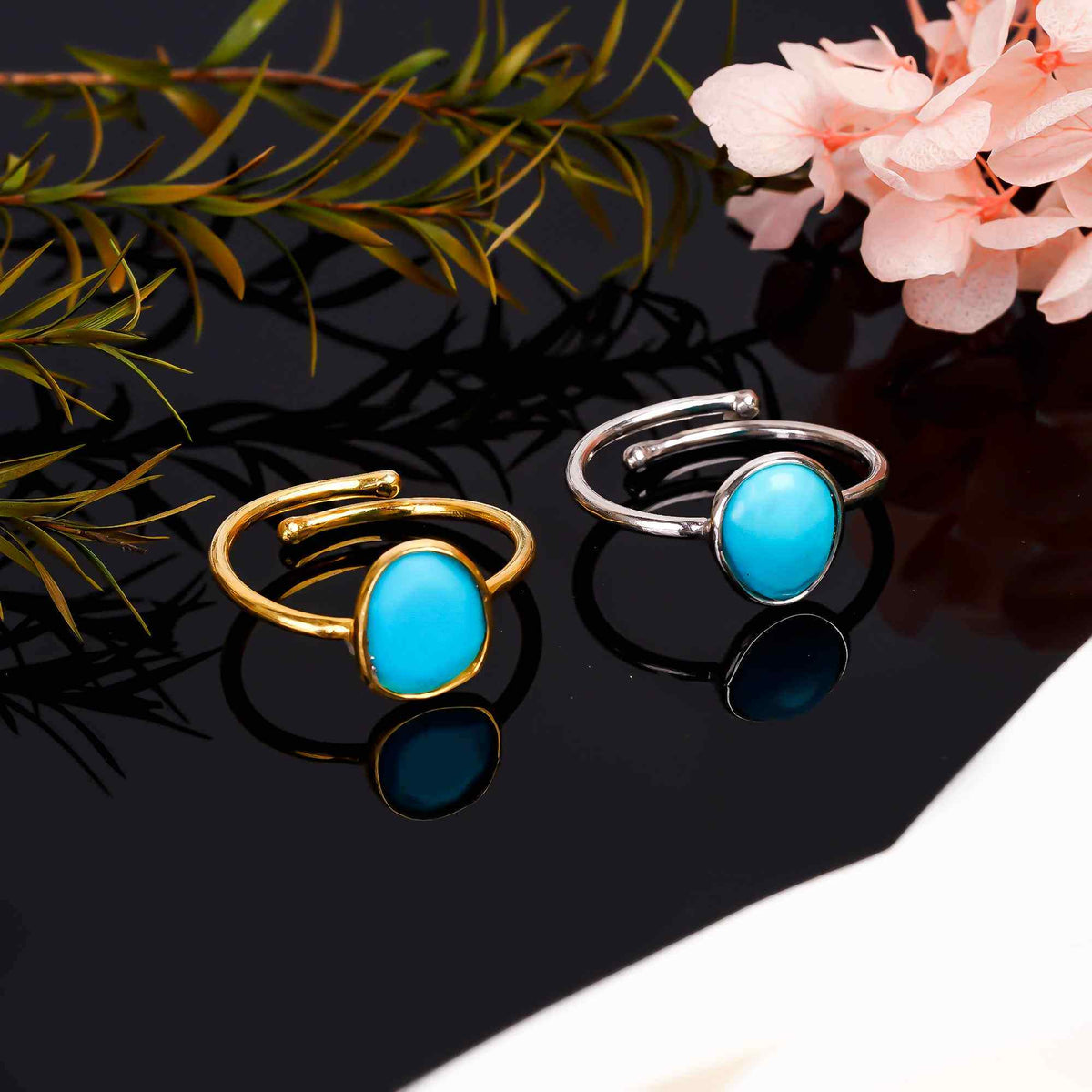 Turquoise Ring 925 Sterling Silver Natural Turquoise Ring Handmade December Birthstone Jewelry Gift for Her