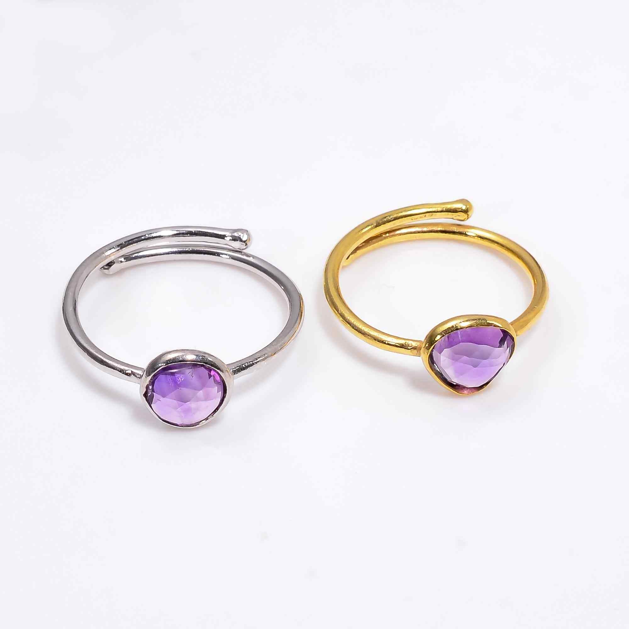 Amethyst Ring 925 Sterling Silver Purple Gemstone Ring Handmade February Birthstone Jewelry Gift for Her