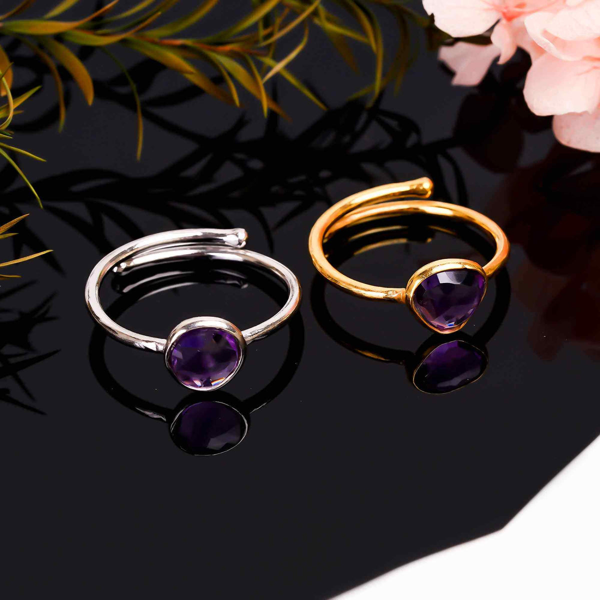 Amethyst Ring 925 Sterling Silver Purple Gemstone Ring Handmade February Birthstone Jewelry Gift for Her