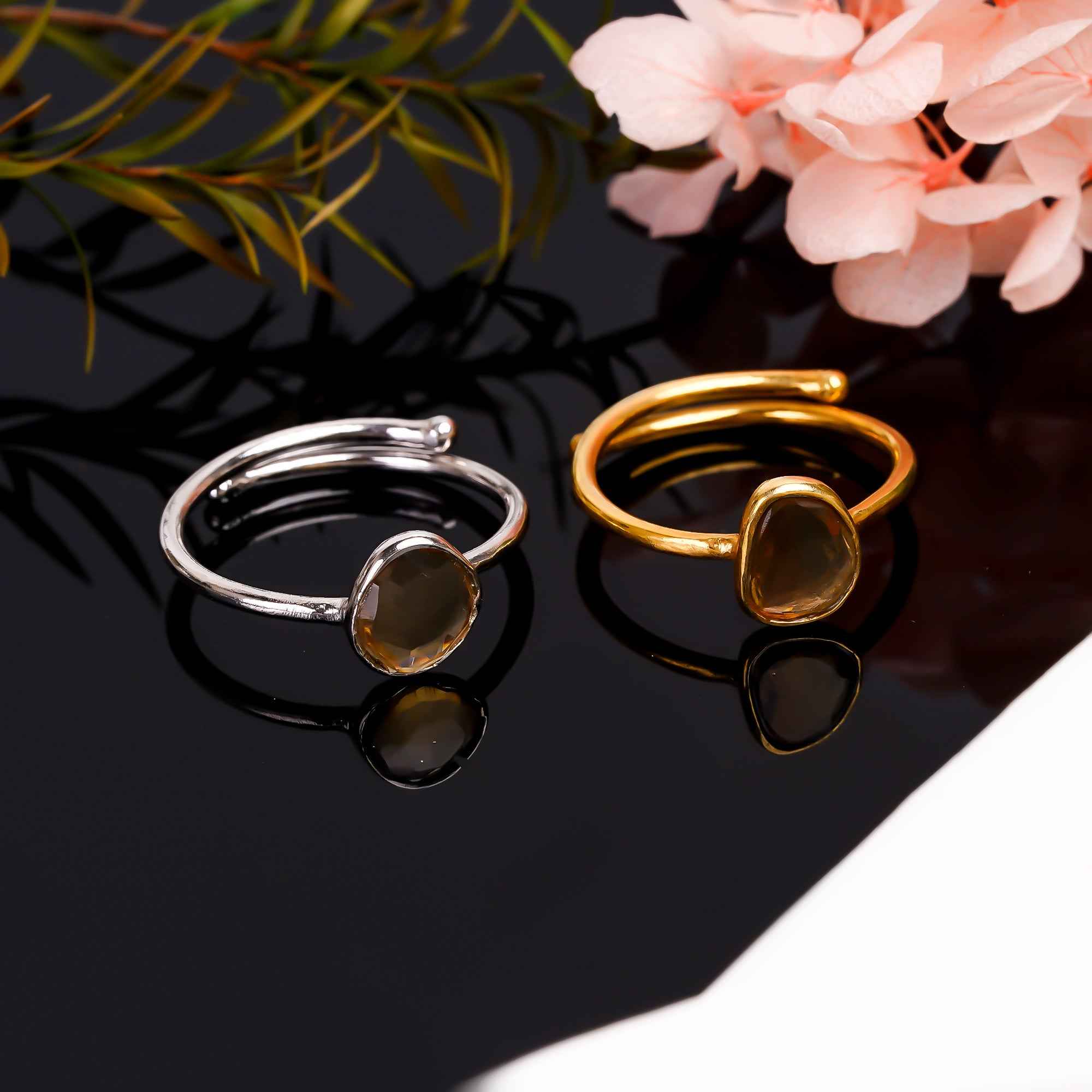 Whiskey Quartz Ring 925 Sterling Silver Natural Whiskey Quartz Ring Handmade Golden Quartz Jewelry Gift