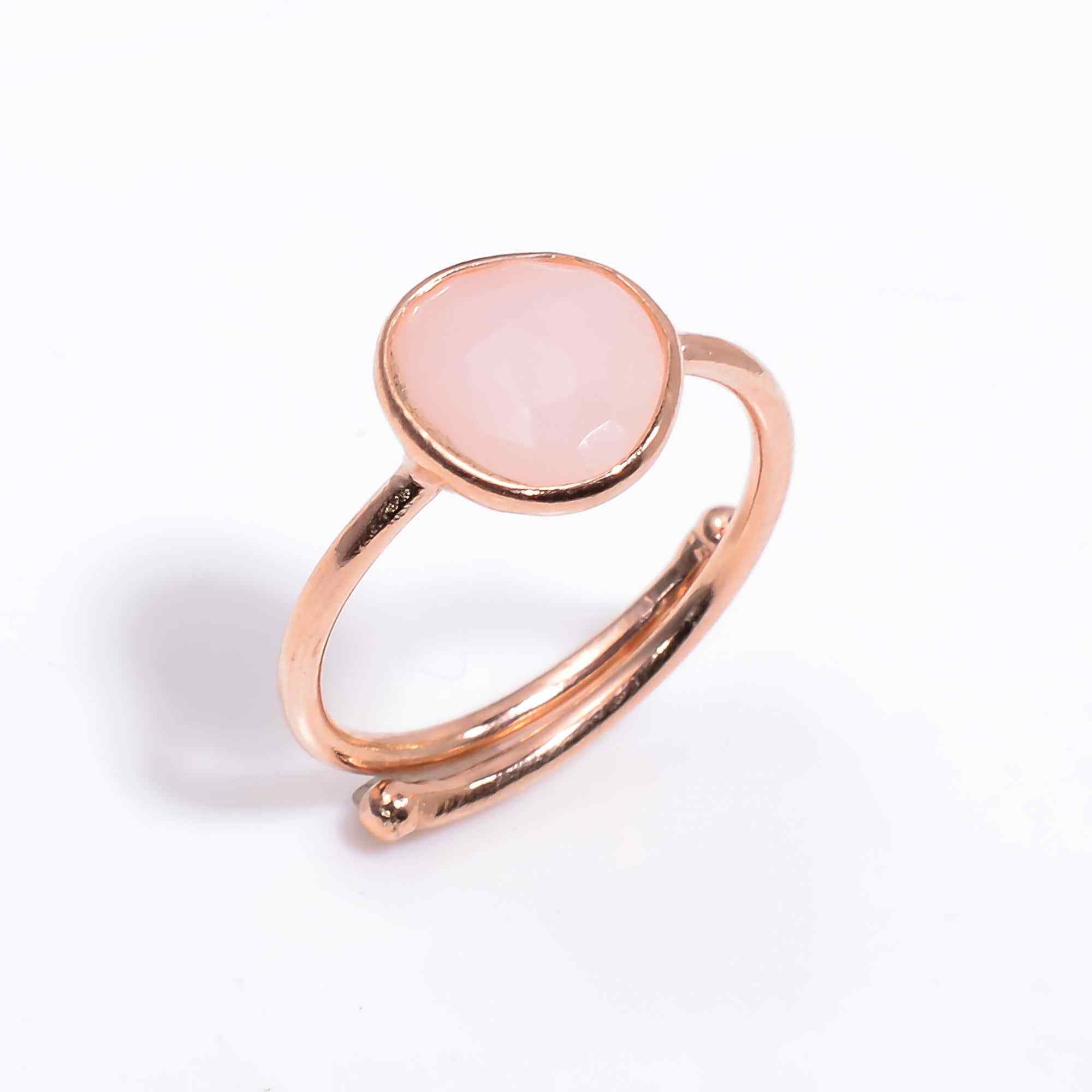 Pink Opal RingRose Gold Plated 925 Sterling Silver Natural Pink Opal RingArtisan Healing Crystal Jewelry