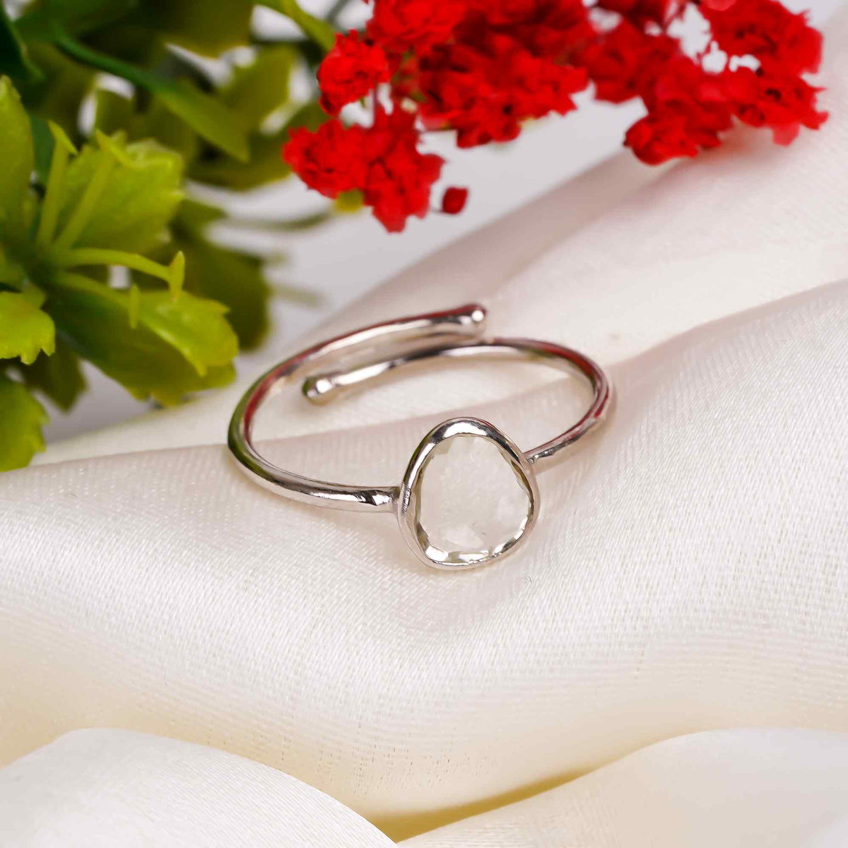 Green Amethyst Ring in 925 Sterling Silver Handmade Green Gemstone Ring Gift for Her Jewelry