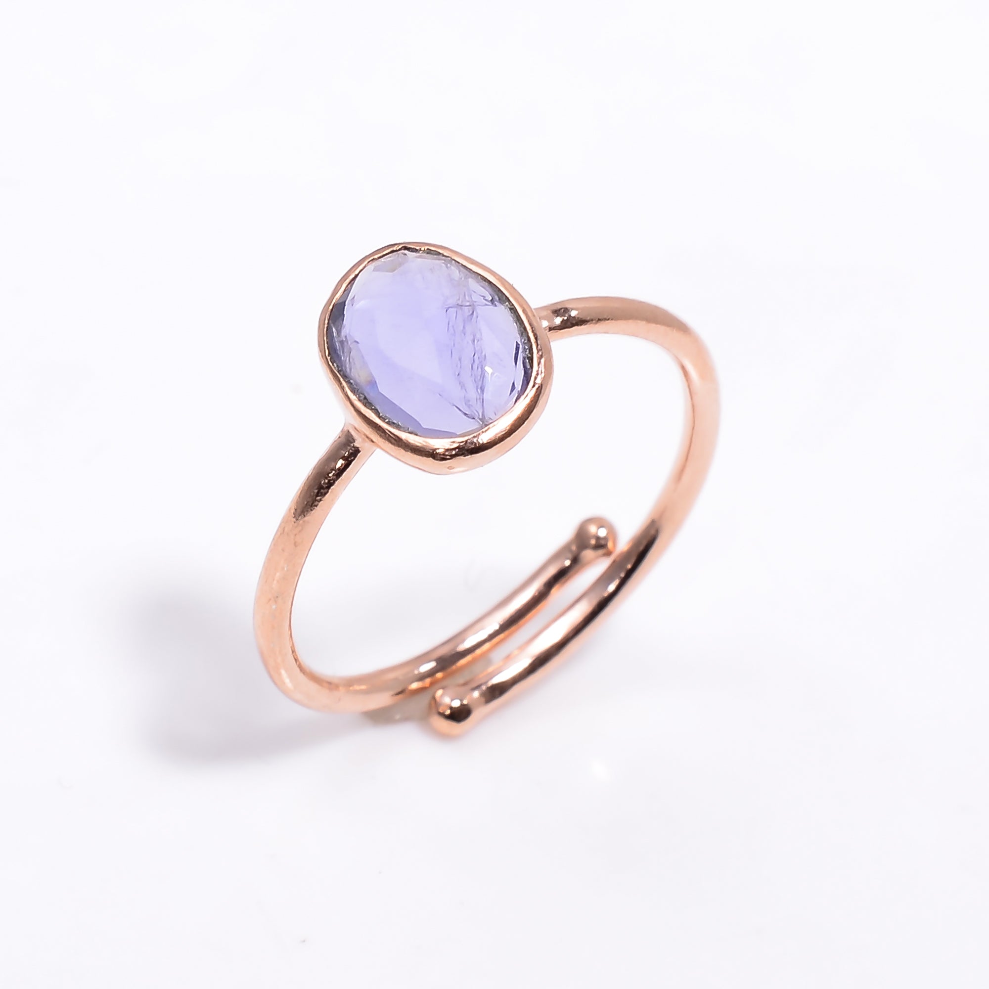 Iolite Ring Rose Gold Plated 925 Sterling Silver Natural Iolite Ring Handmade December Jewelry