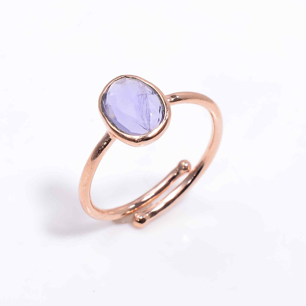Iolite Ring Rose Gold Plated 925 Sterling Silver Natural Iolite Ring Handmade December Jewelry