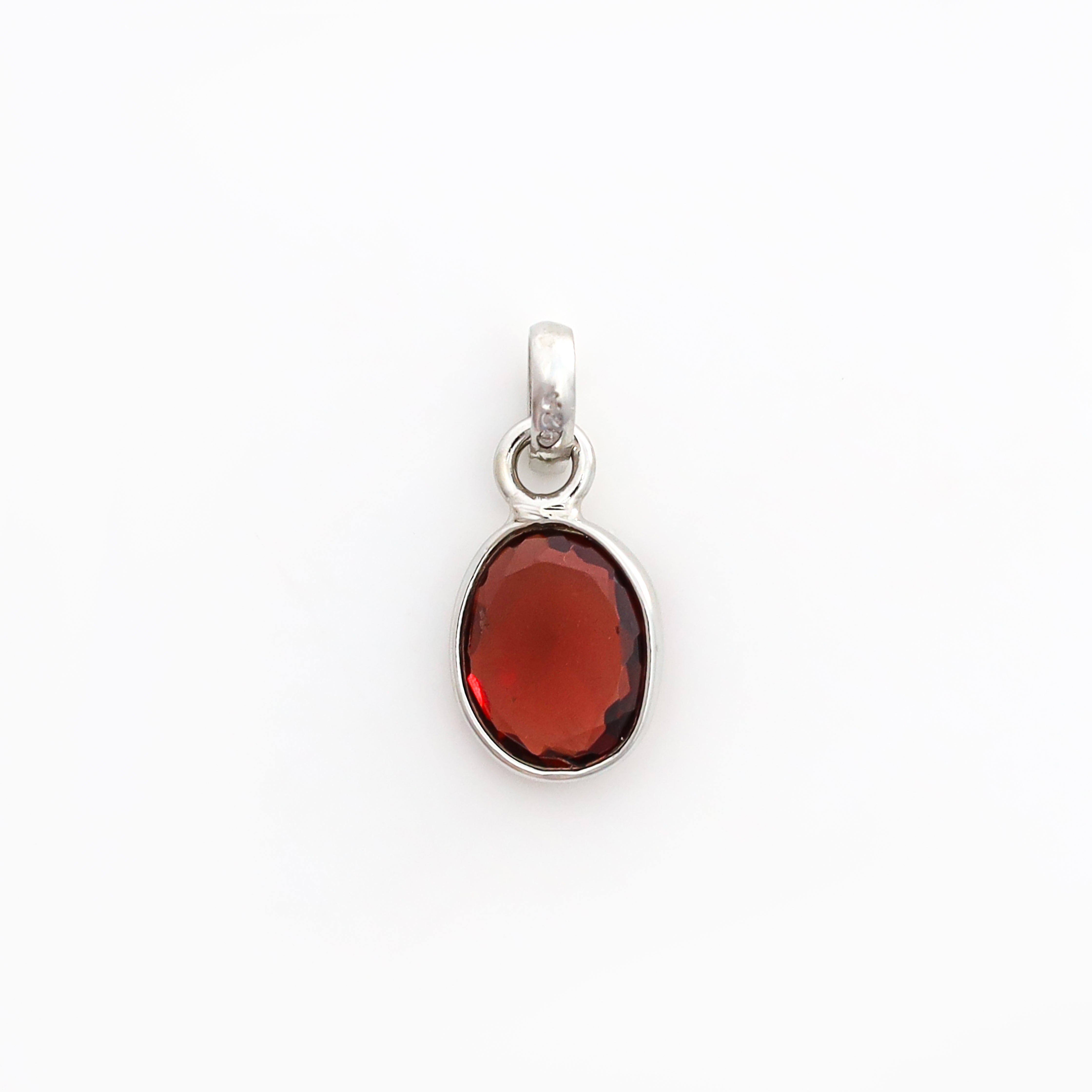 Garnet Rose Cut Pendant Natural Red Gemstone Pendant 925 Sterling Silver Handmade Jewelry Gift for Women