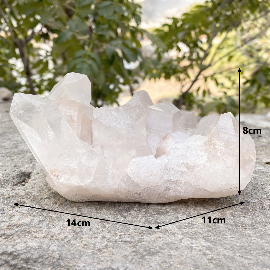 Pink Samadhi Quartz Cluster Himalayan Raw Crystal Healing Energy Collector Stone