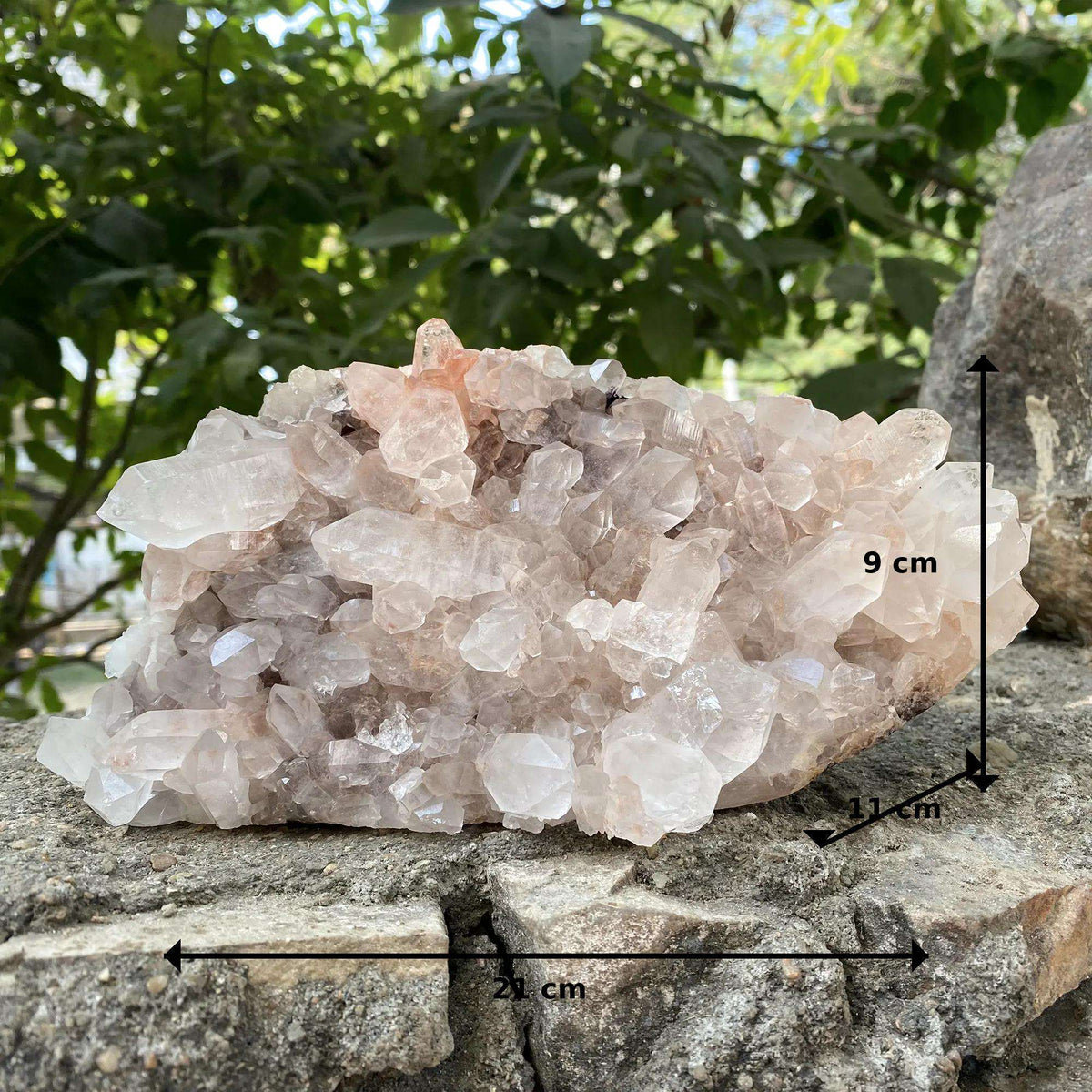 1590g Himalayan Pink Quartz Double Skull Hand-Carved Mineral Sculpture