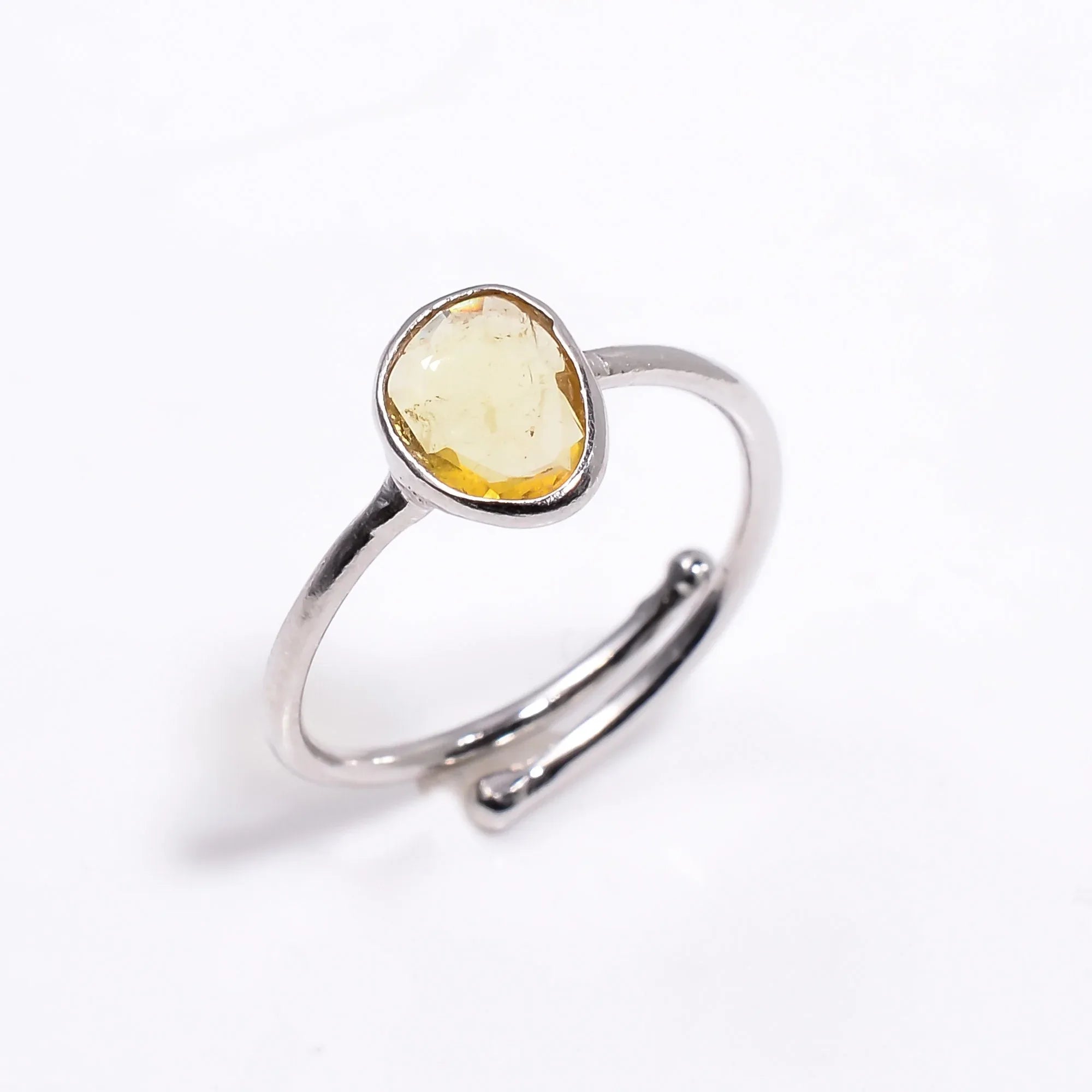 Rose Cut Champagne Quartz Ring: Adjustable Sterling Silver Statement Jewelry - Himalya Quartz