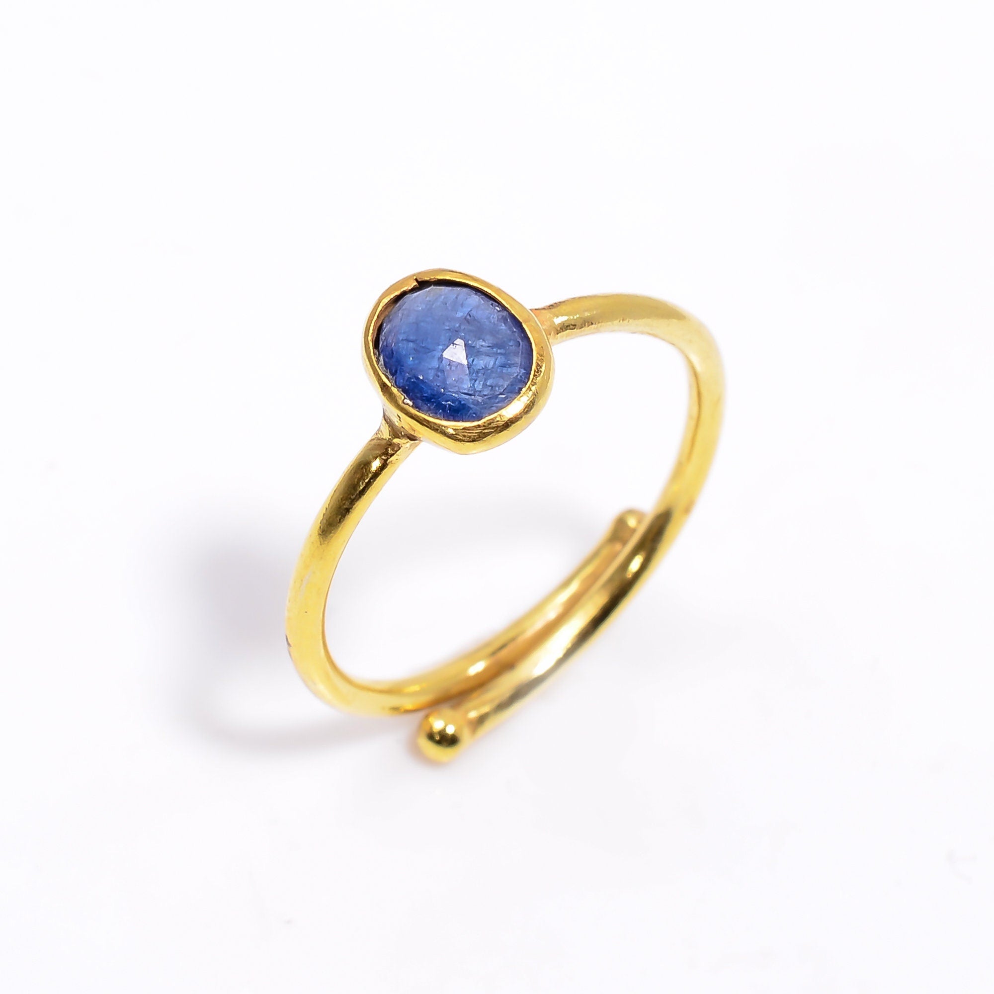 Adjustable Blue Sapphire 925 Sterling Silver Ring - September Birthstone