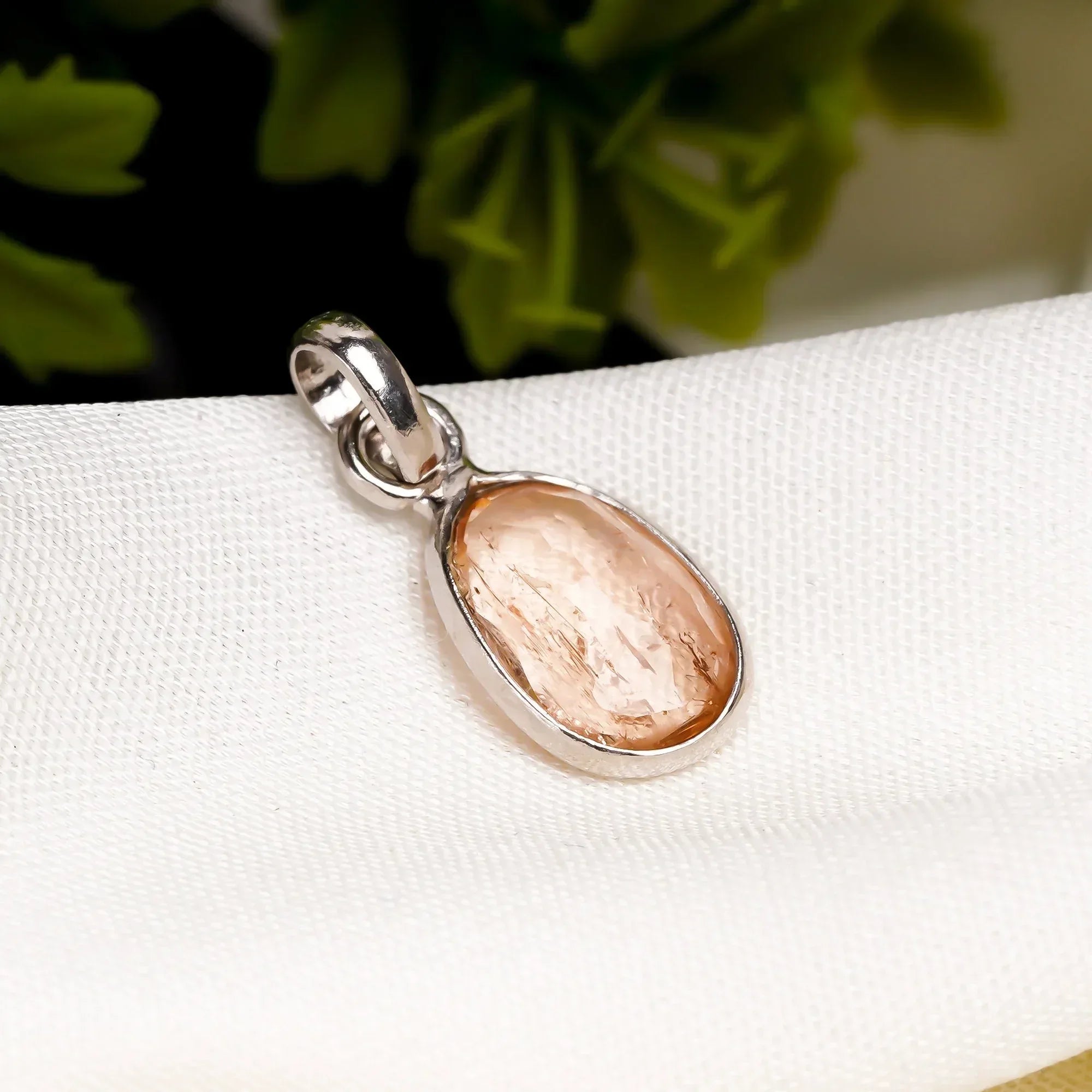Natural Imperial Topaz Pendant: 925 Sterling Silver, Rose Cut Gemstone Jewelry