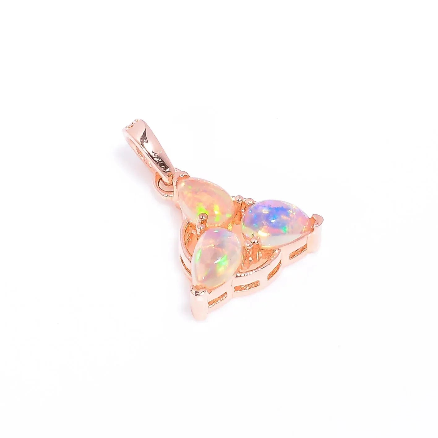 Ethiopian Opal Pendant: Pear-Shaped Sterling Silver Gemstone Jewelry