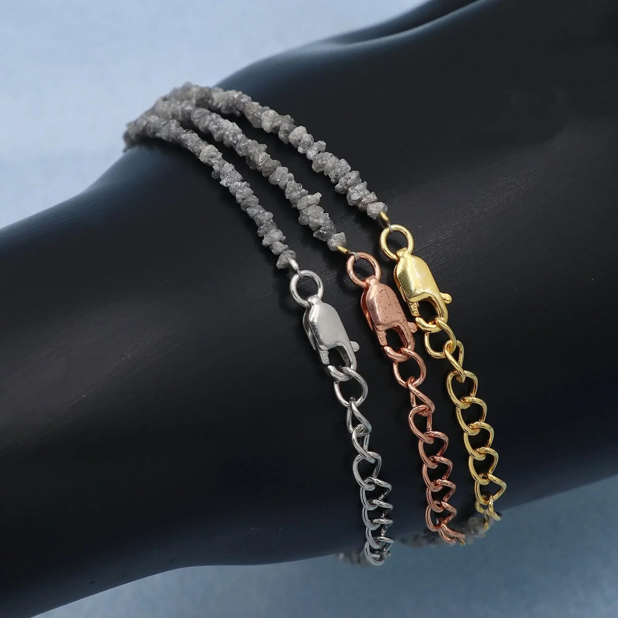 Natural Diamond Bead Bracelet in Sterling Silver - Elegant Minimalist Jewelry for Timeless Style Jewelry