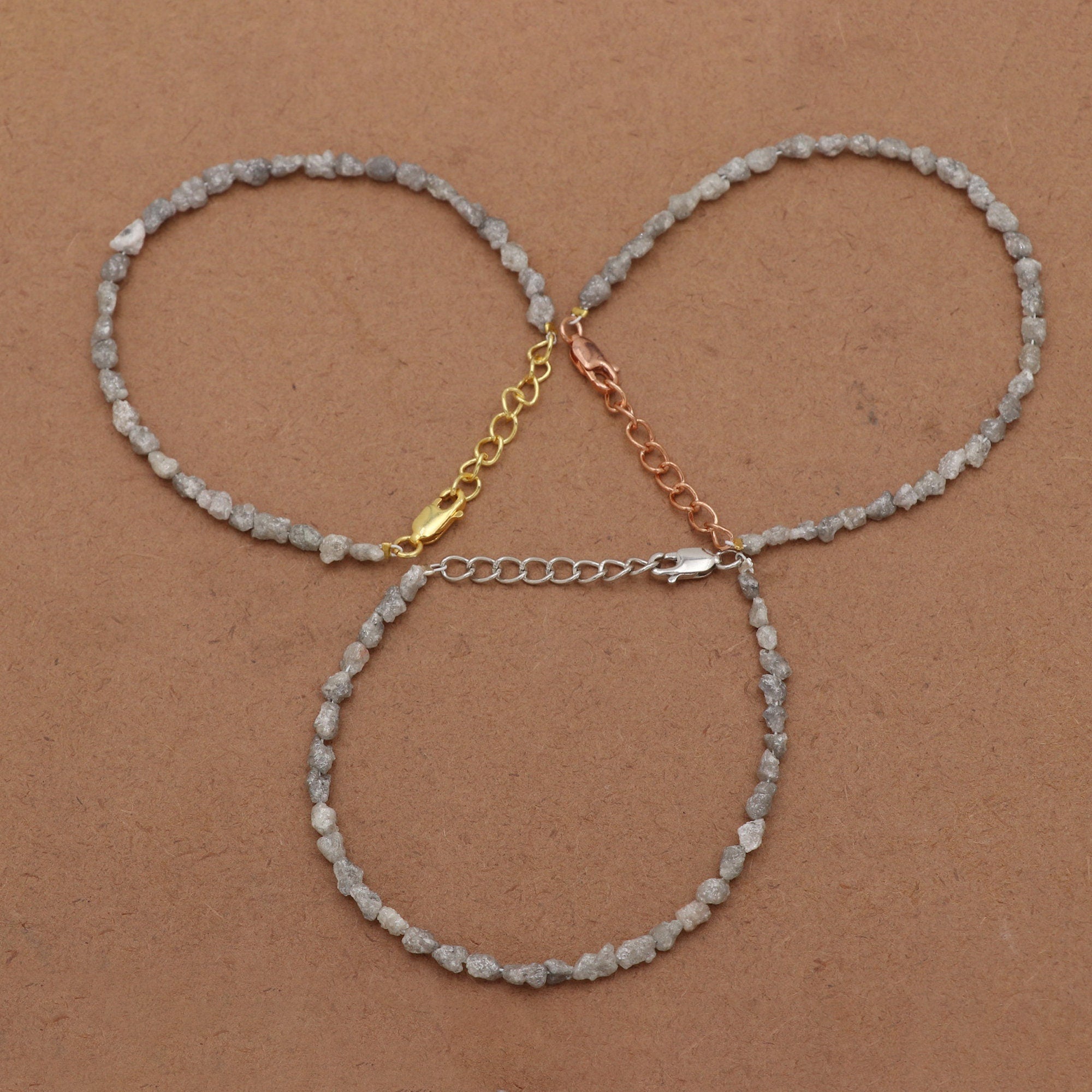 Natural Diamond Bead Bracelet in Sterling Silver – Elegant Minimalist Jewelry