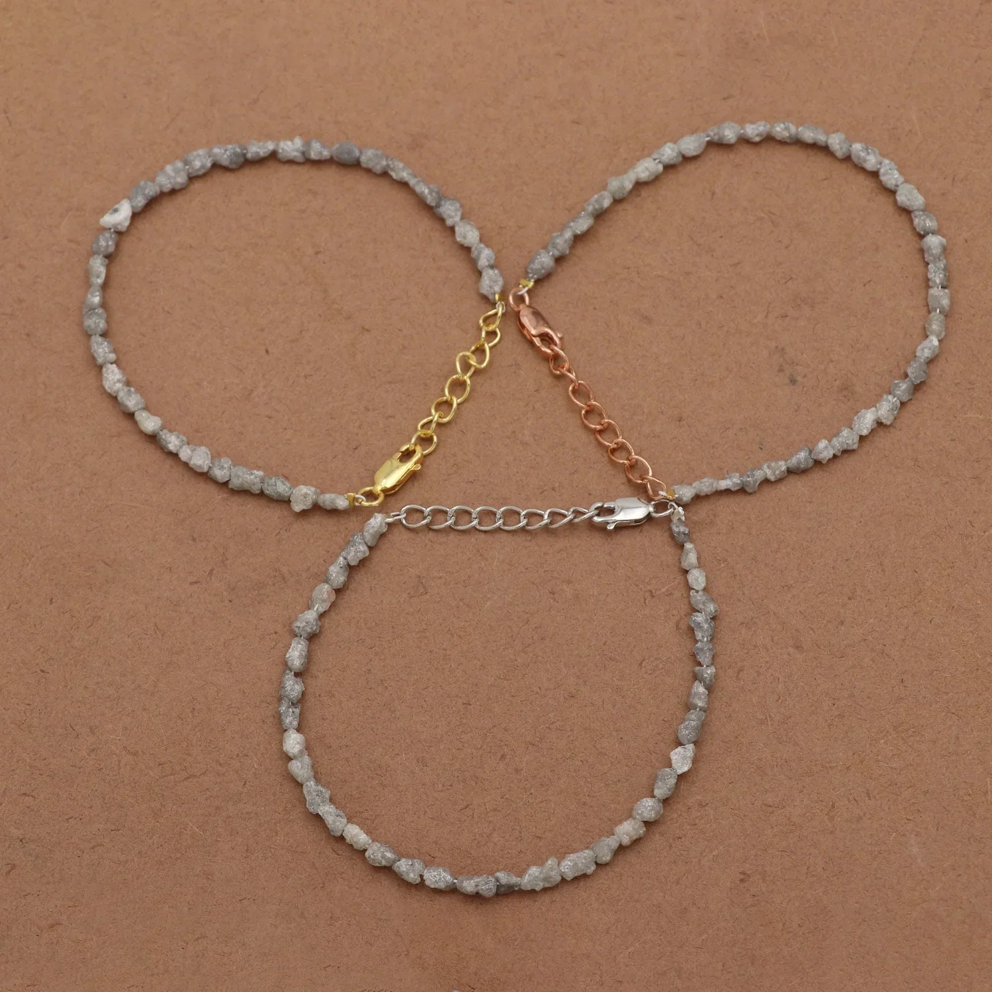 Natural Diamond Bead Bracelet in Sterling Silver – Elegant Minimalist Jewelry Jewelry