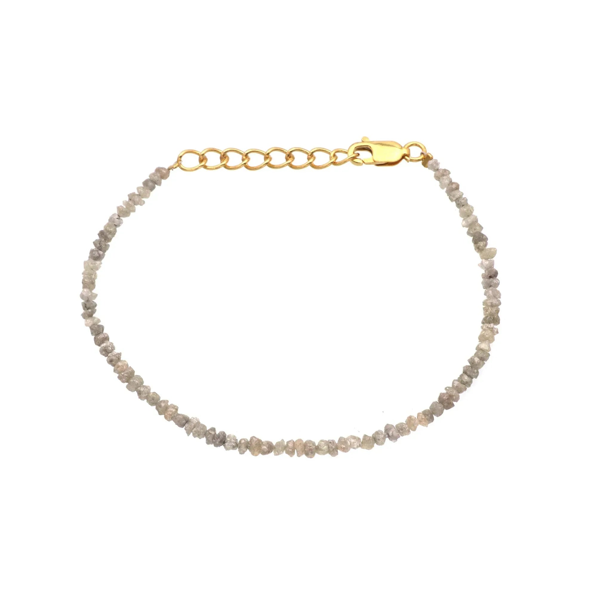 Diamond Chip Beads Bracelet – Sterling Silver Dainty Layering Bracelet Jewelry