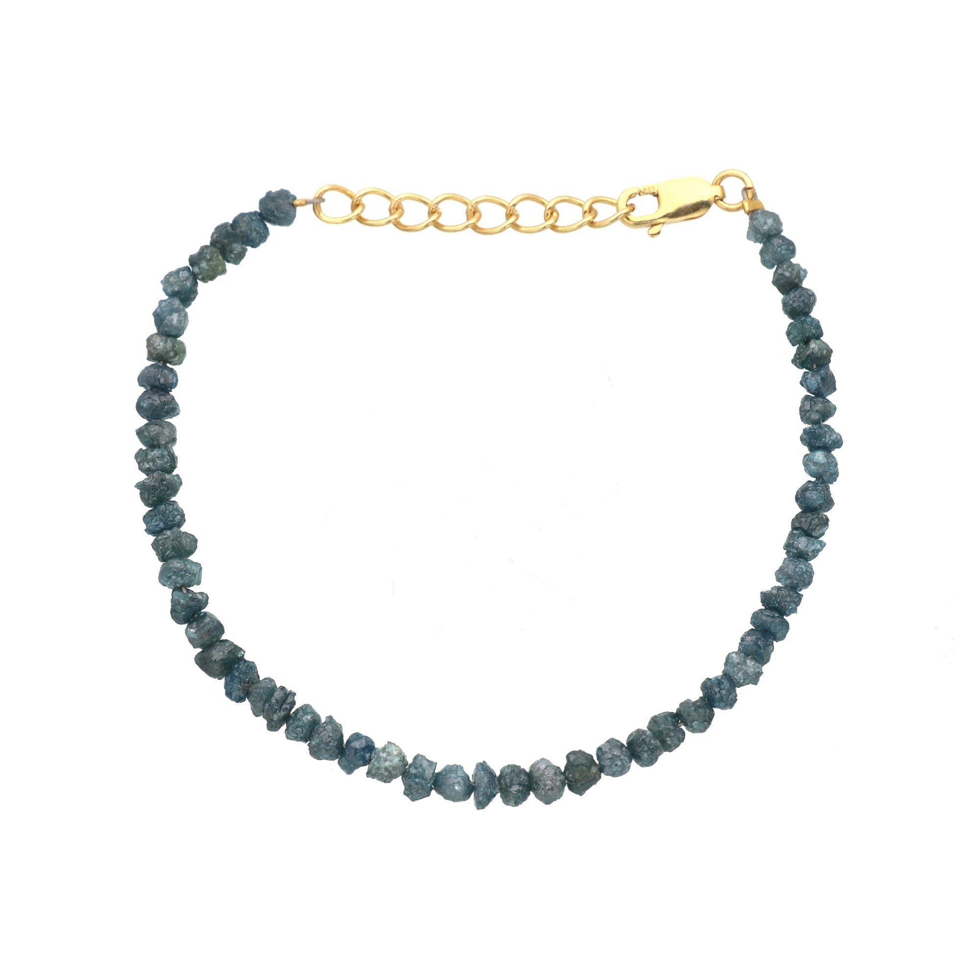 Handmade Silver Diamond Chip Bracelet – Dainty Real Diamond Beads Jewelry