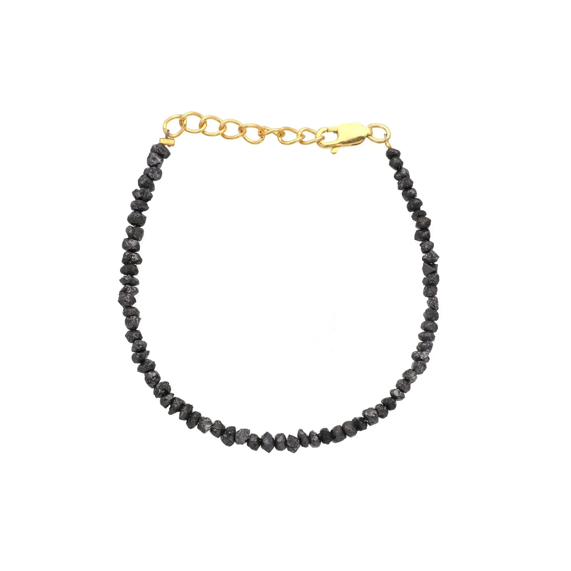 Silver Black Diamond Chip Beads Bracelet – Natural Diamond Beaded Minimalist Jewelry Jewelry