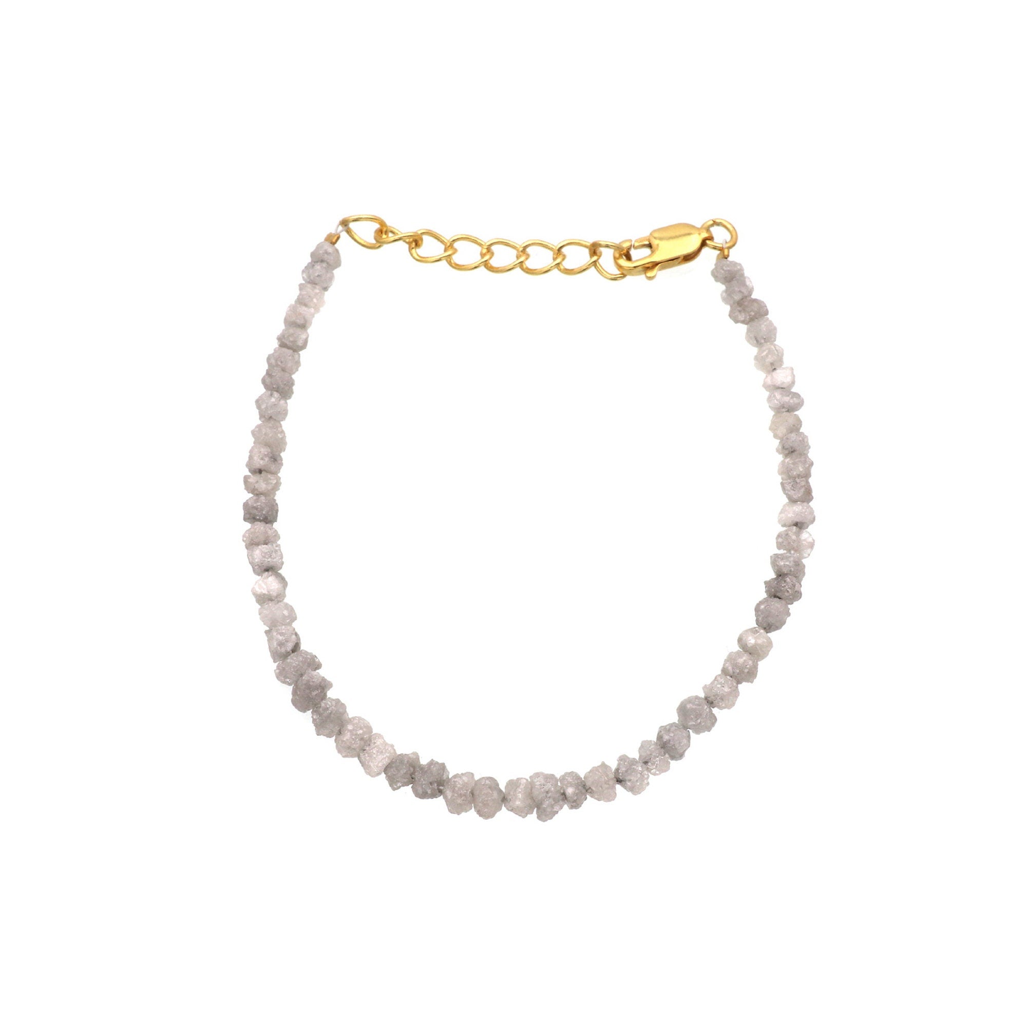 Natural Diamond Bead Bracelet in Sterling Silver – Elegant Minimalist Jewelry