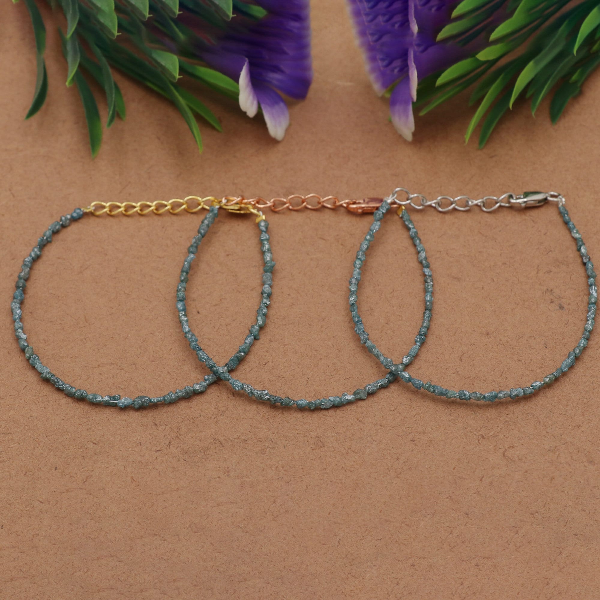 Natural Diamond Bead Bracelet in Sterling Silver – Elegant Minimalist Jewelry